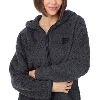 Bata polar para mujer con cremallera de la marca DKNY 2