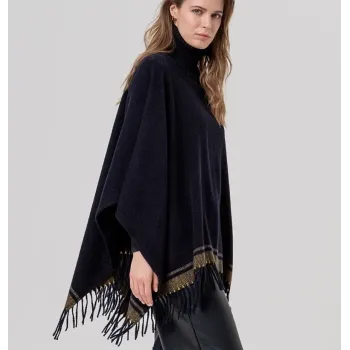 Poncho Surkana cuello alto flecos 36POBI821 | BONET