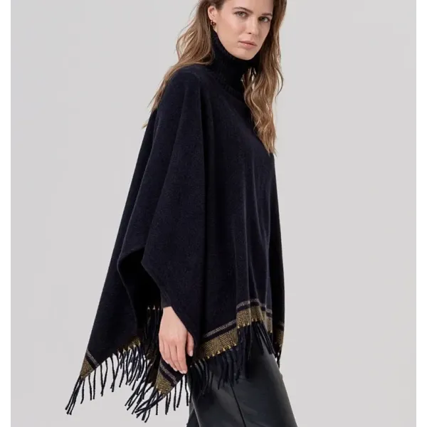 Poncho Surkana cuello alto flecos 36POBI821 | BONET