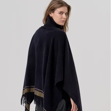 Poncho Surkana cuello alto flecos 36POBI821 | BONET